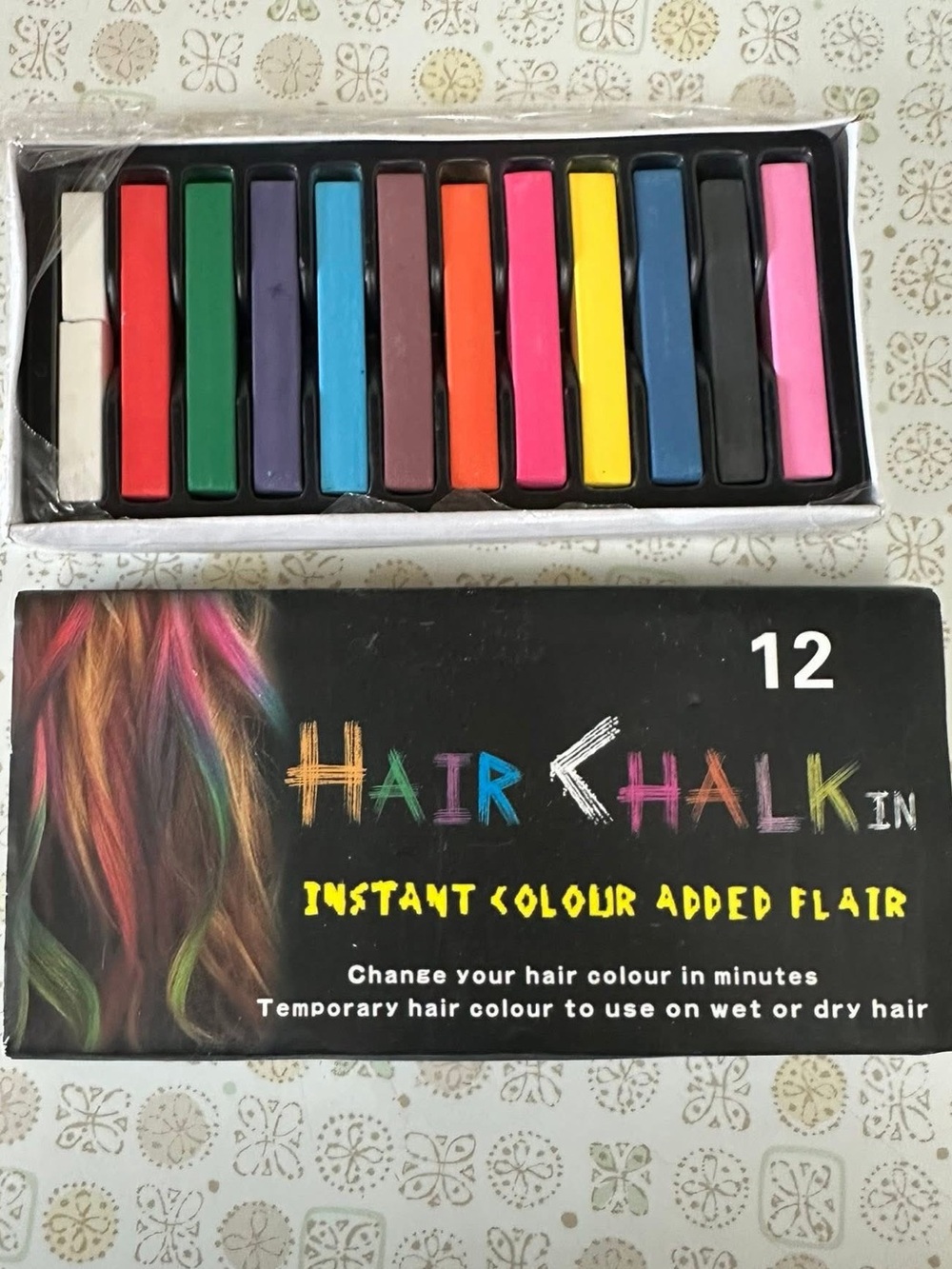 Hair Chalk 12-Color Set — Temporary Hair Color Chalk (Multicolor)